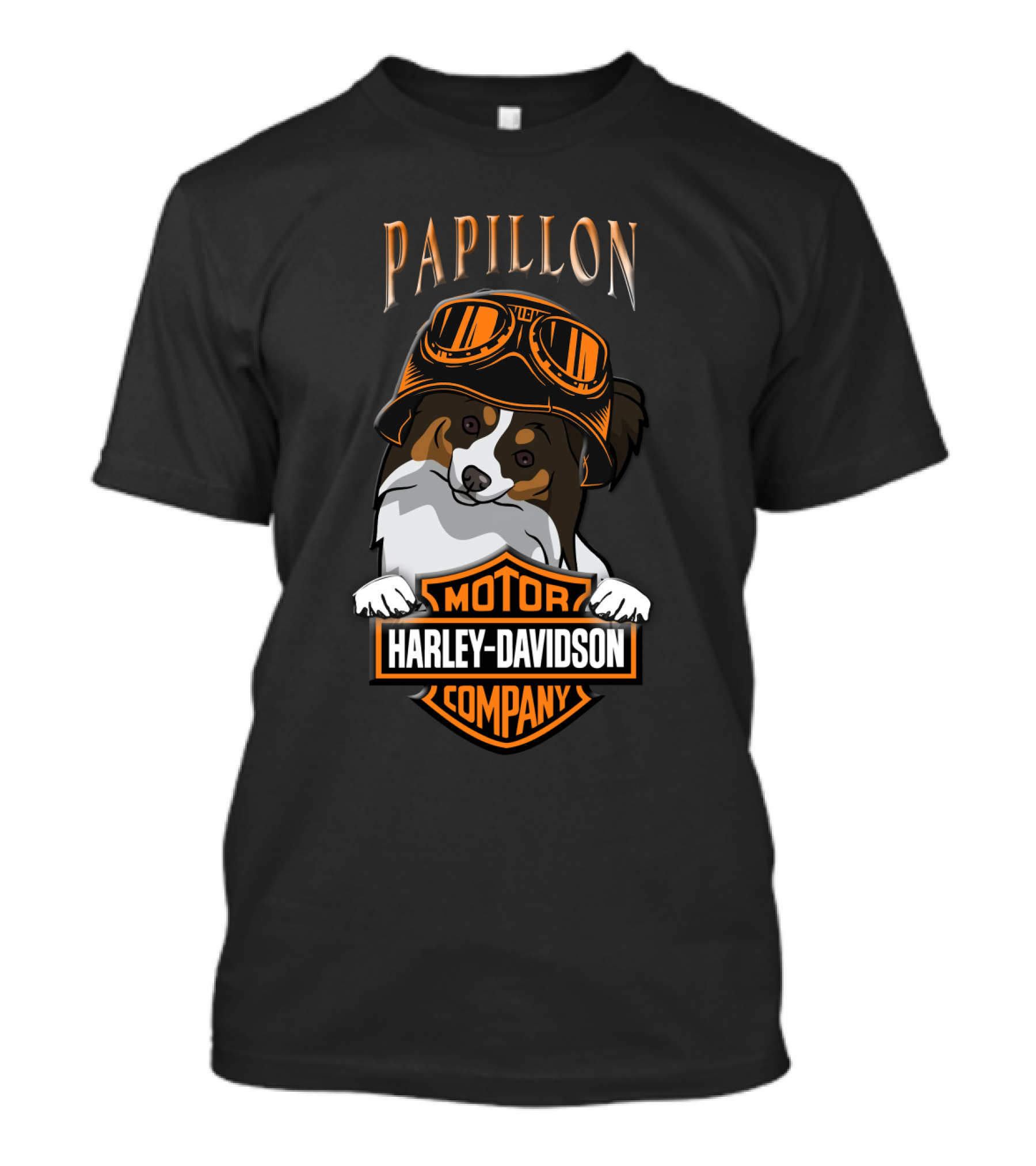 Papillon Harley Davidson Motor Company Dog Goggles T-Shirt