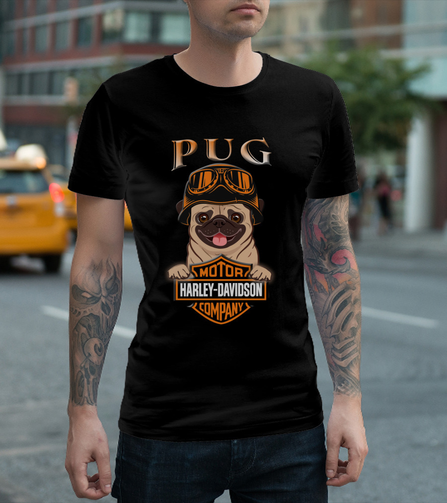 Pug Harley Davidson Motor Company Motorcycle Goggles T-Shirt