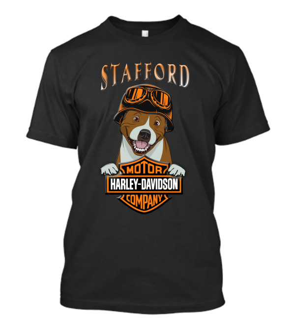 Stafford Harley Davidson Motor Company Staffordshire Bull Terrier T-Shirt