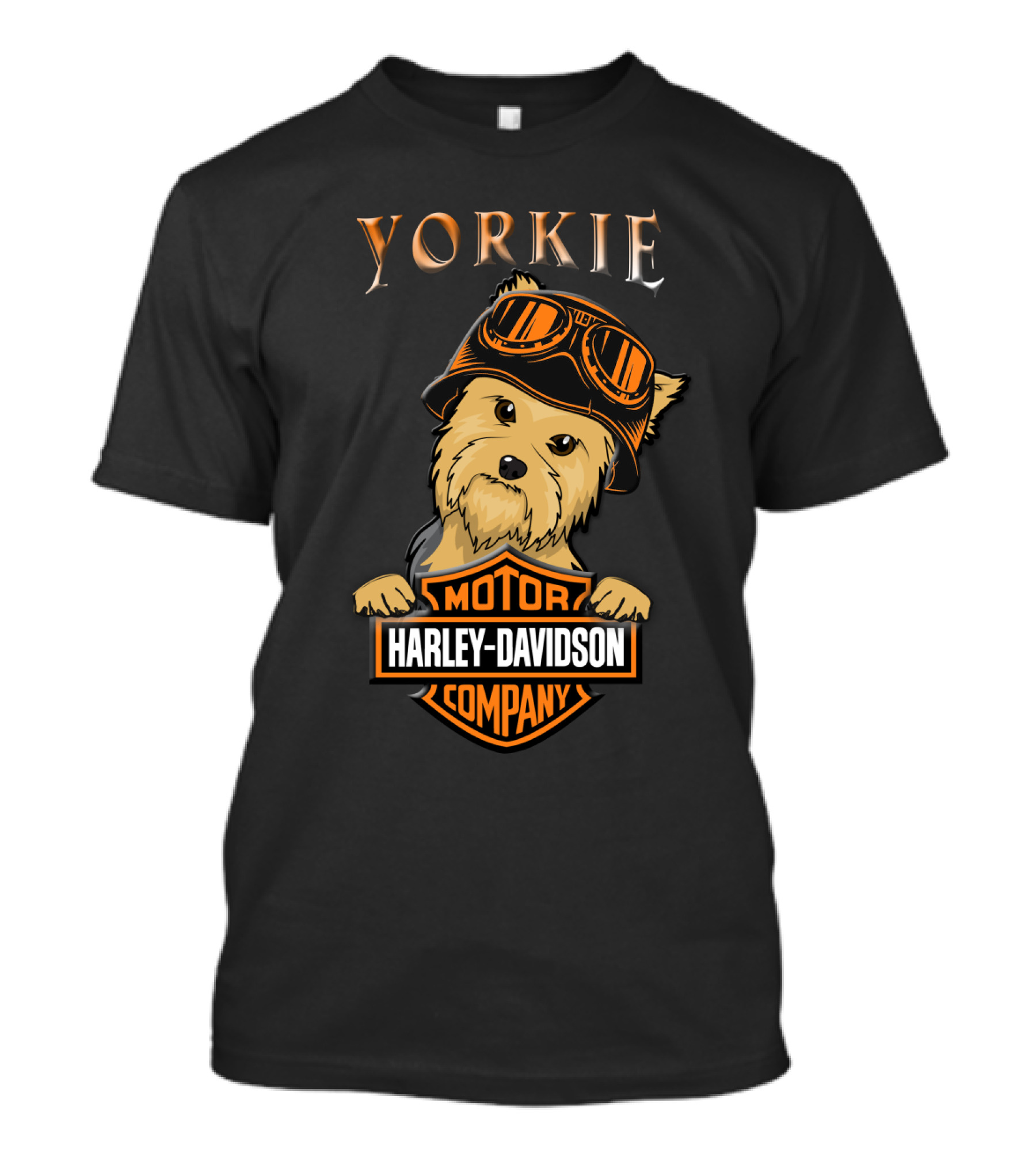Yorkie Harley Davidson Motorcycle Dog With Goggles T-Shirt