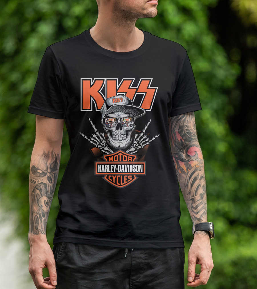 Kiss Harley Davidson Motorcycles Skull T-Shirt