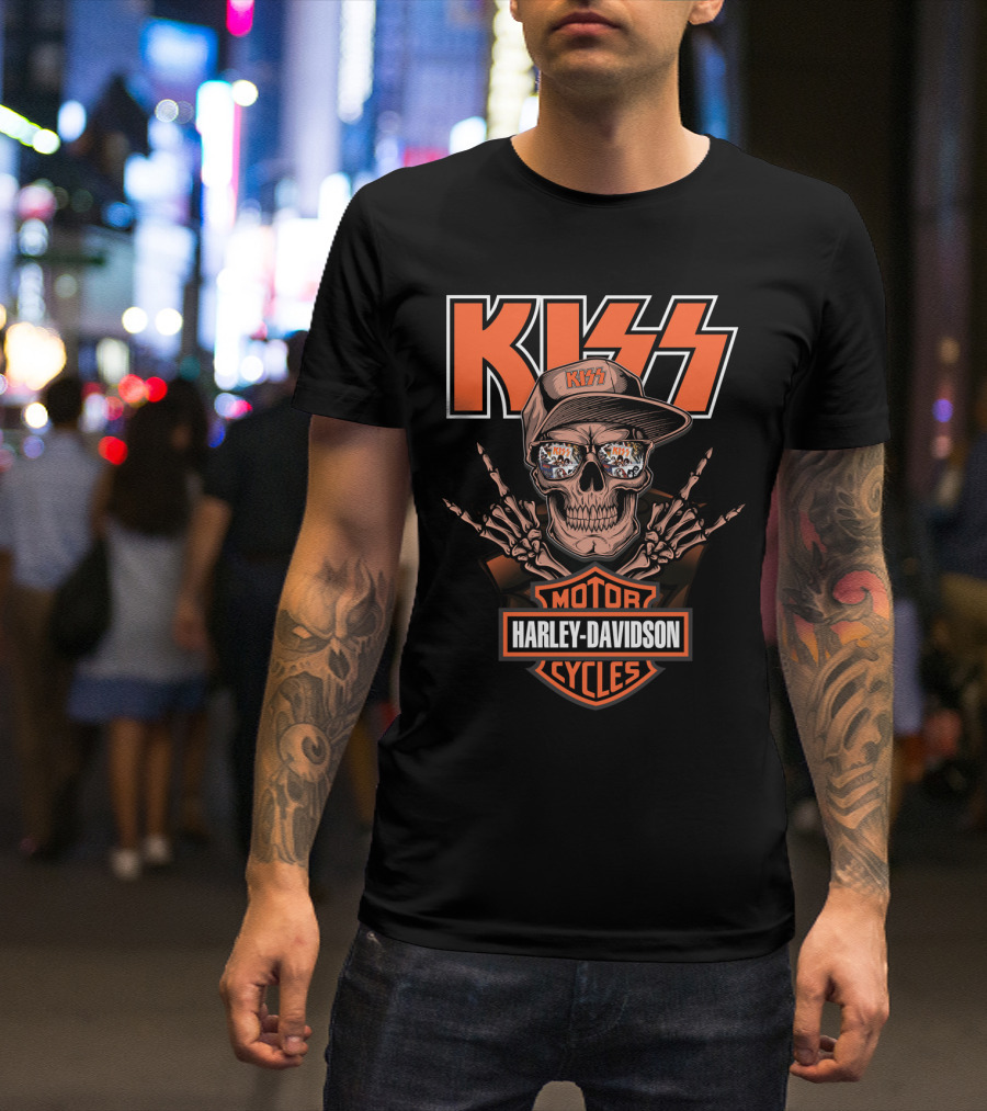 Kiss Harley Davidson Motor Cycles Skull Logo T-Shirt