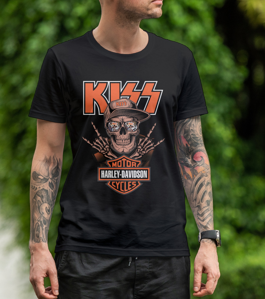Kiss Harley Davidson Motor Cycles Skull Logo T-Shirt