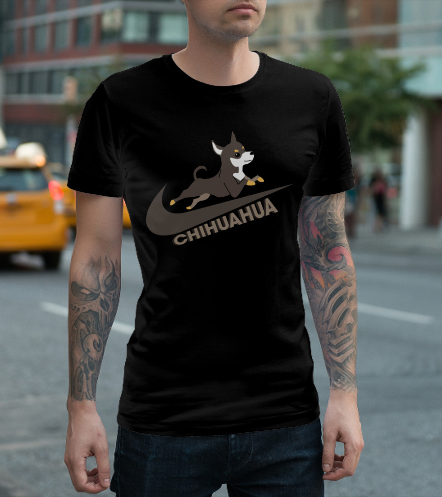 Chihuahua Jumping On Swoosh Logo Dh 36 Nike Style T-Shirt