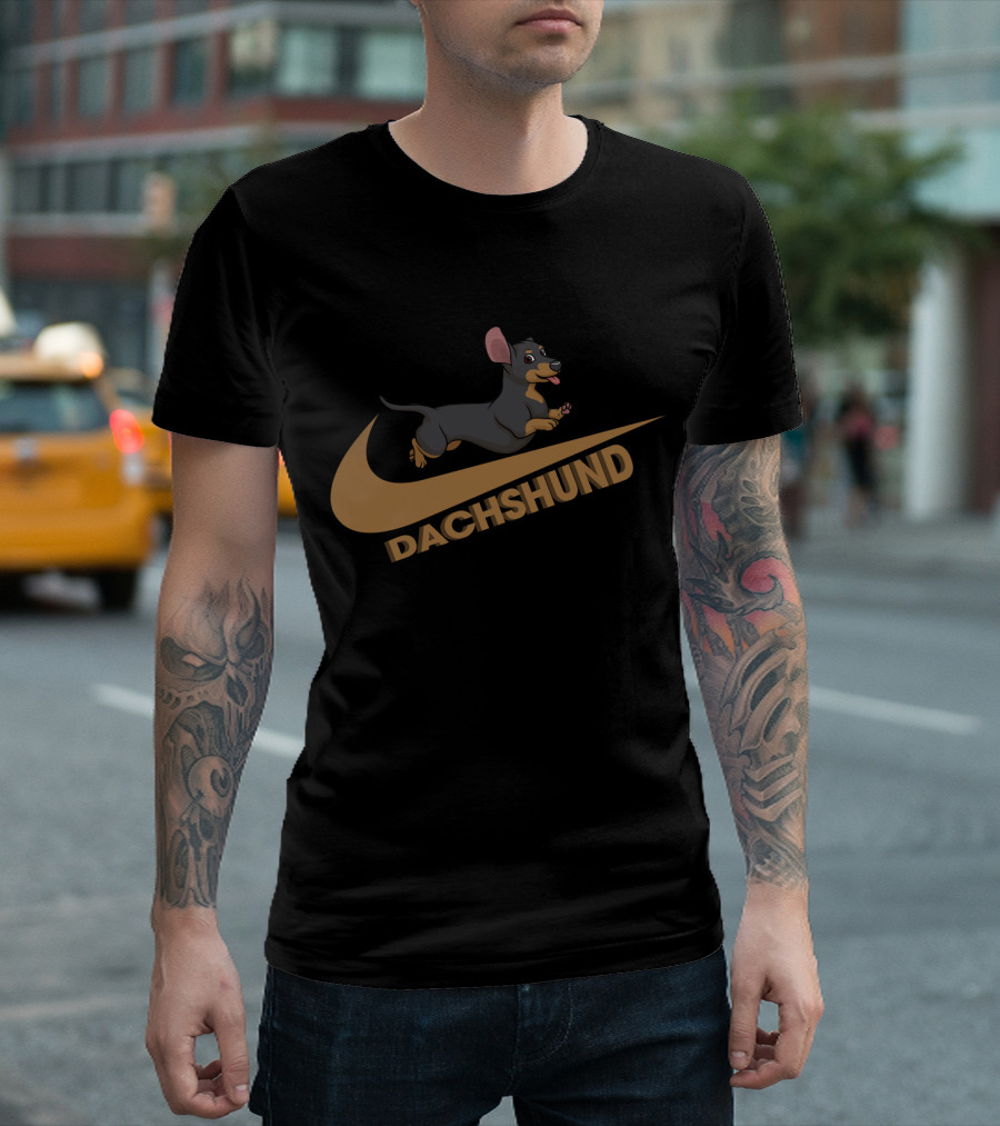 Dachshund Nike Jumping Dog Swoosh T-Shirt