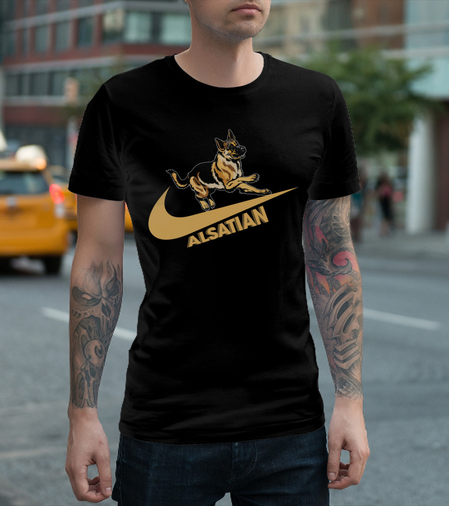 Alsatian German Shepherd Nike Style T-Shirt