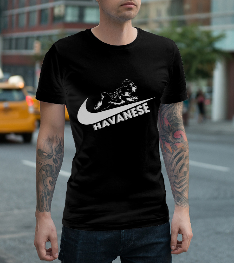 Havanese Nike Dog Jumping Swoosh T-Shirt