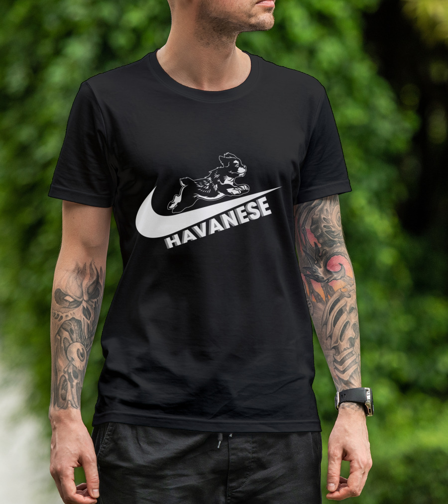 Havanese Nike Dog Jumping Swoosh T-Shirt