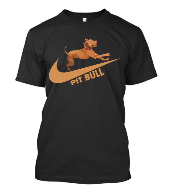 Pit Bull Nike Swoosh Dog Jumping T-Shirt