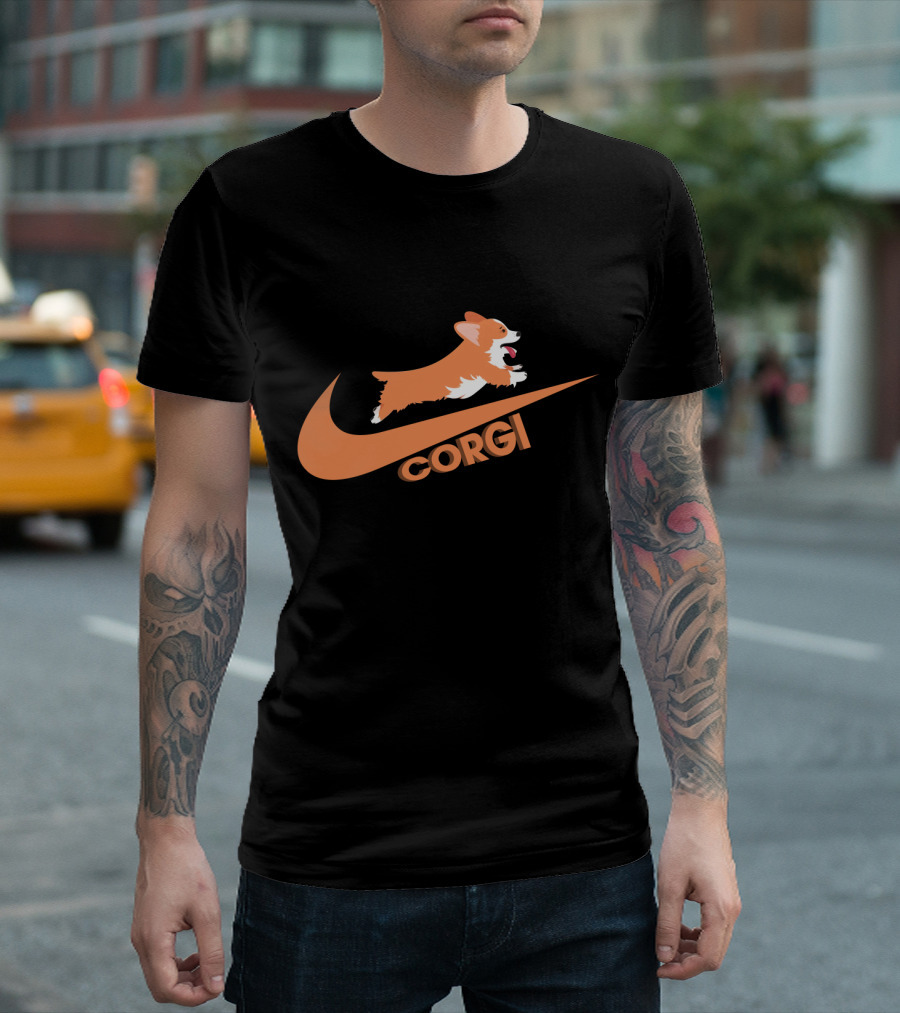 Corgi Jumping Nike Swoosh T-Shirt