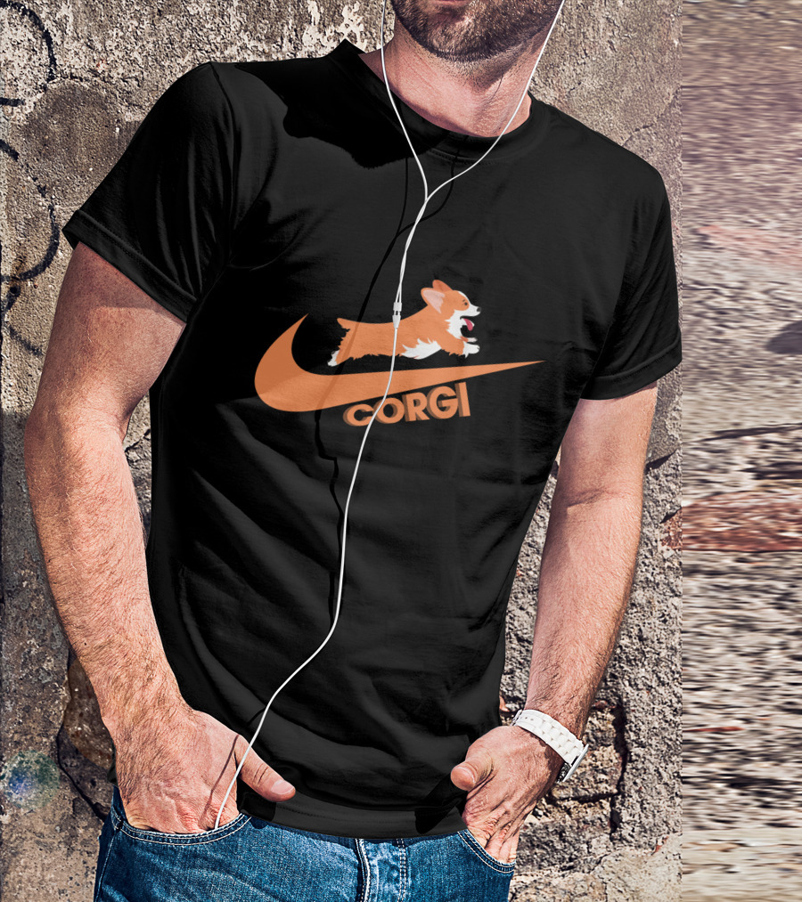 Corgi Jumping Nike Swoosh T-Shirt