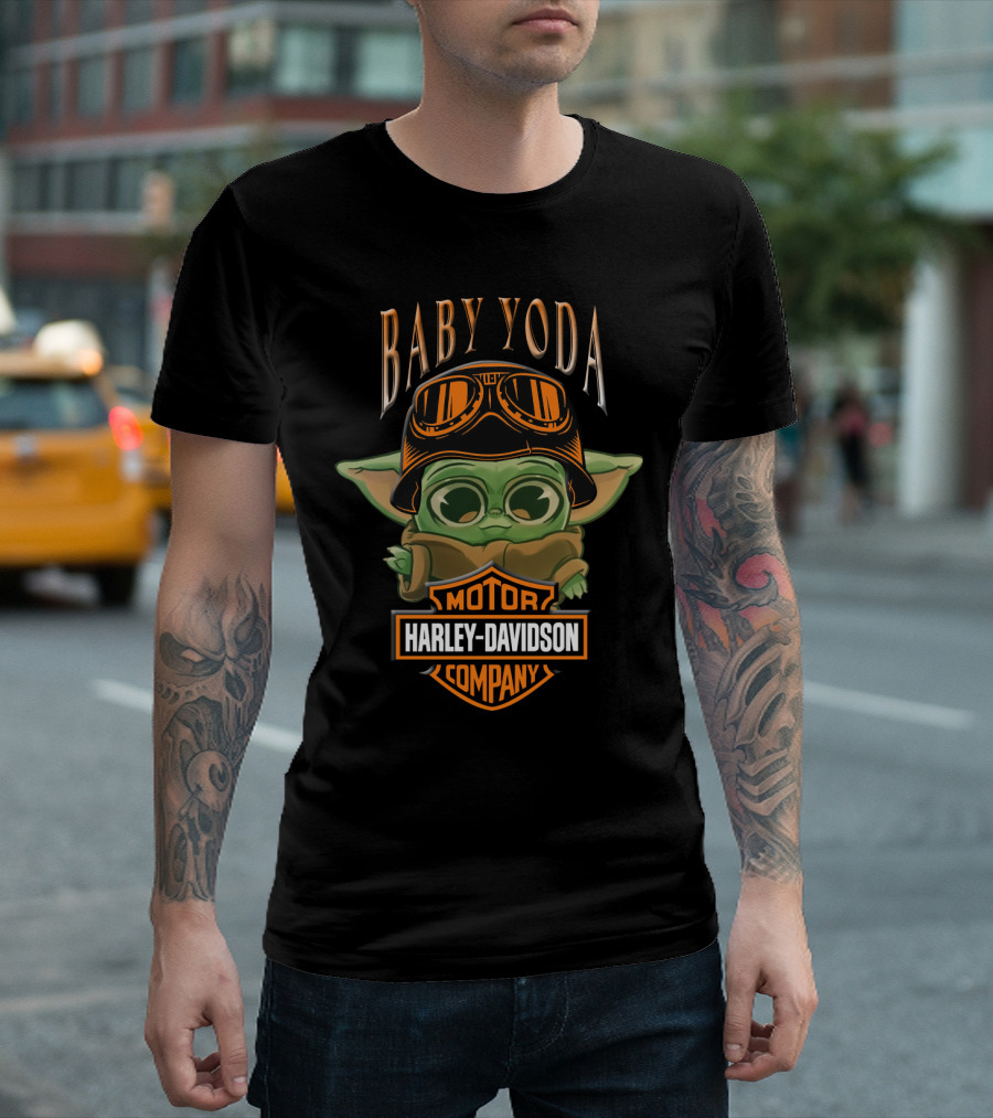 Baby Yoda Harley Davidson Motor Company Cute Dh 33 01 Motorcycle T-Shirt