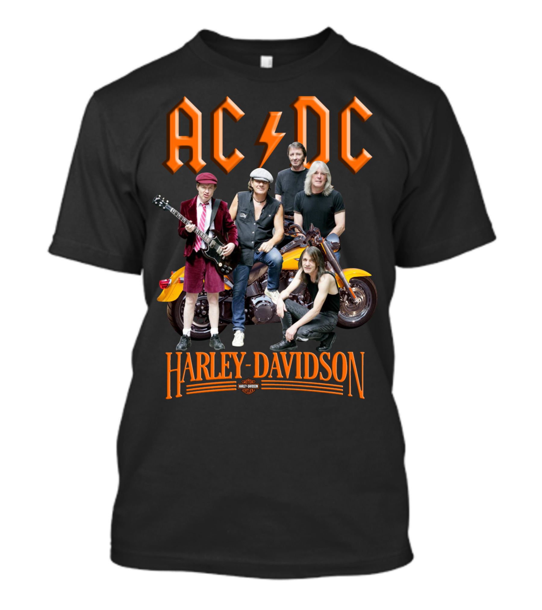 Acdc Harley Davidson Motorcycle Band Members T-Shirt