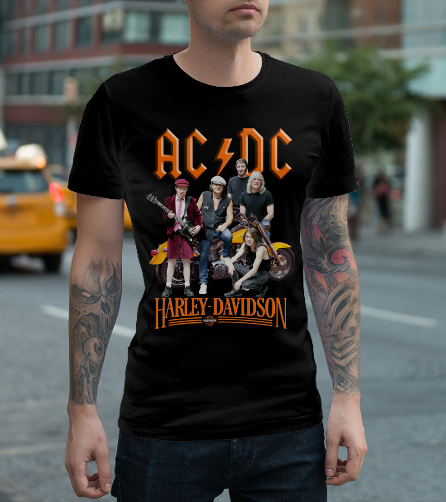 Acdc Harley Davidson Motorcycle Band Members T-Shirt