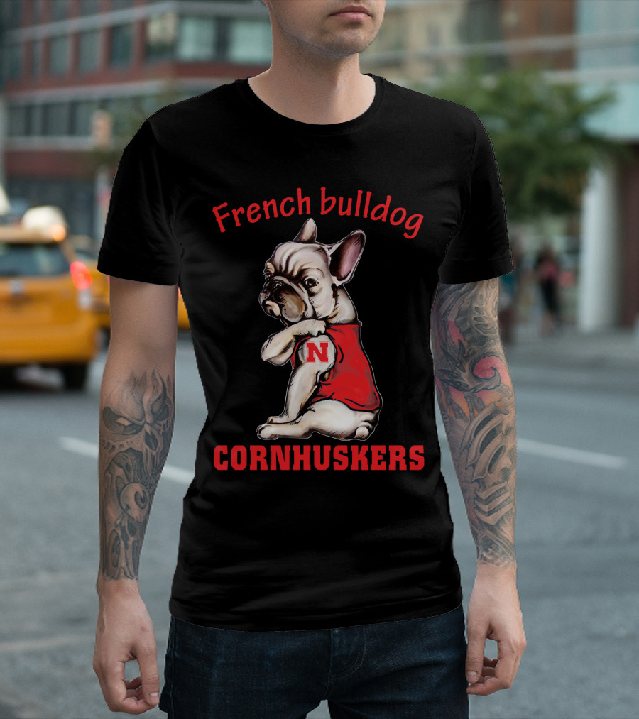French Bulldog Cornhuskers N Nebraska T-Shirt