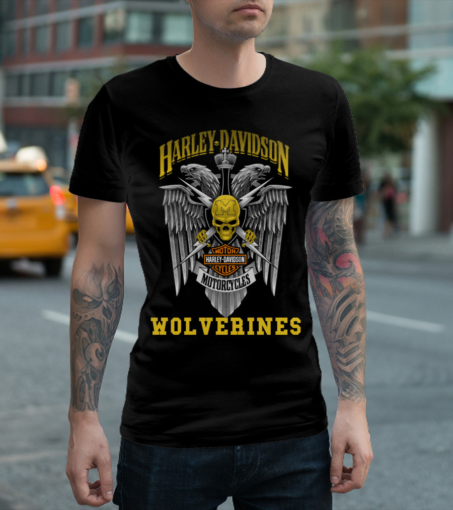 Harley Davidson Motorcycles Michigan Wolverines T-Shirt