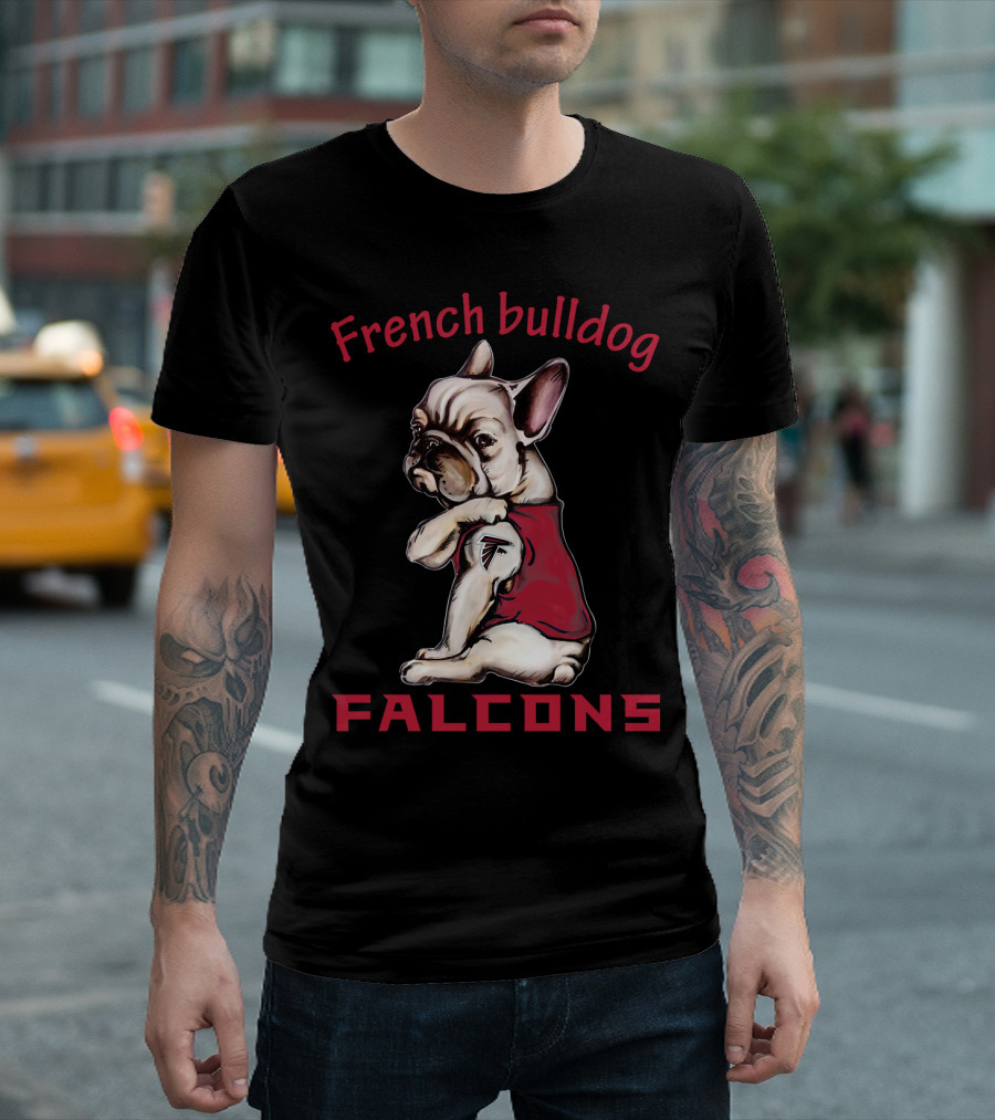 French Bulldog Falcons Nfl Team Logo T-Shirt