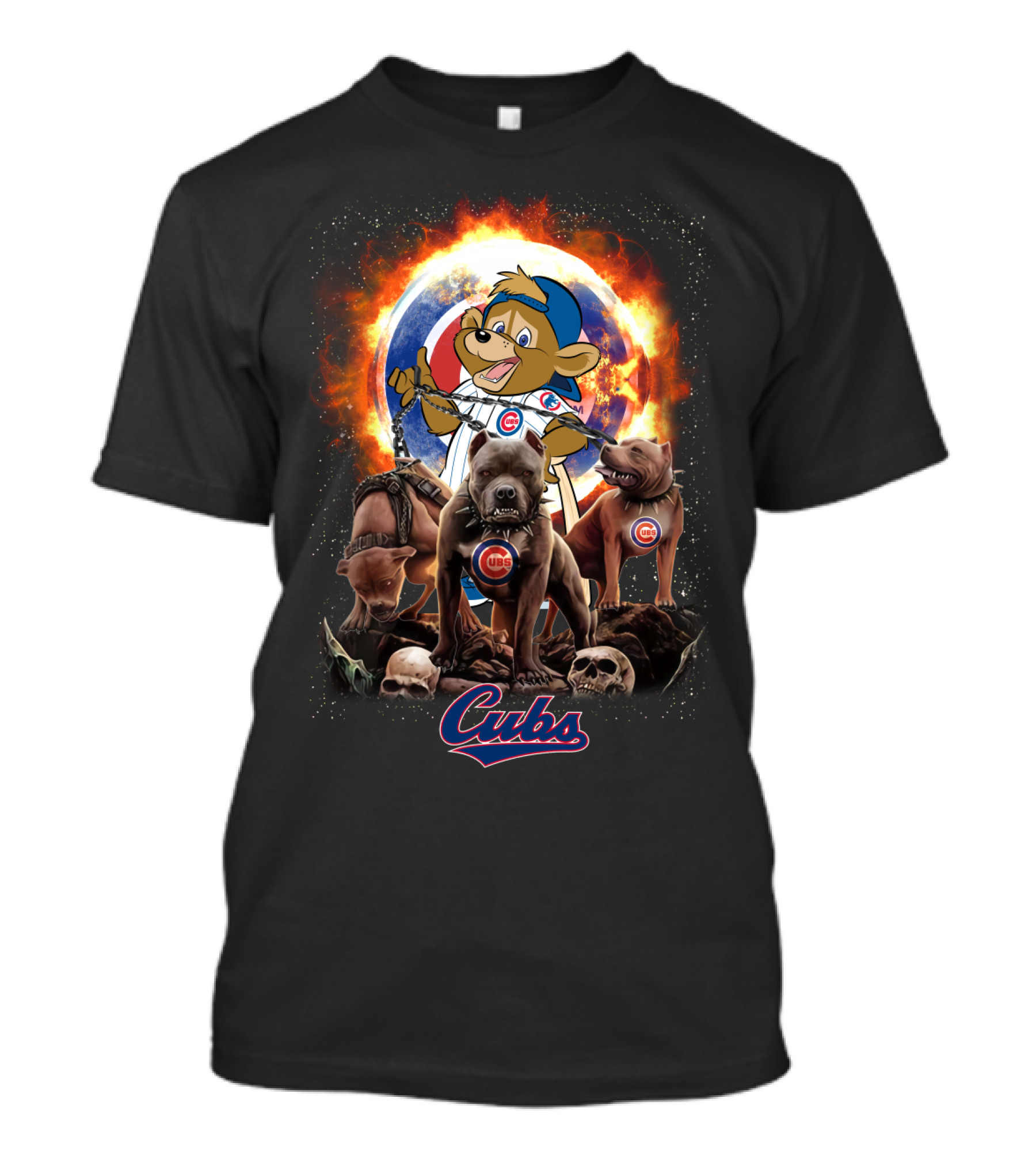 Cubs Mascot And Dogs With Chicago Style T-Shirt
