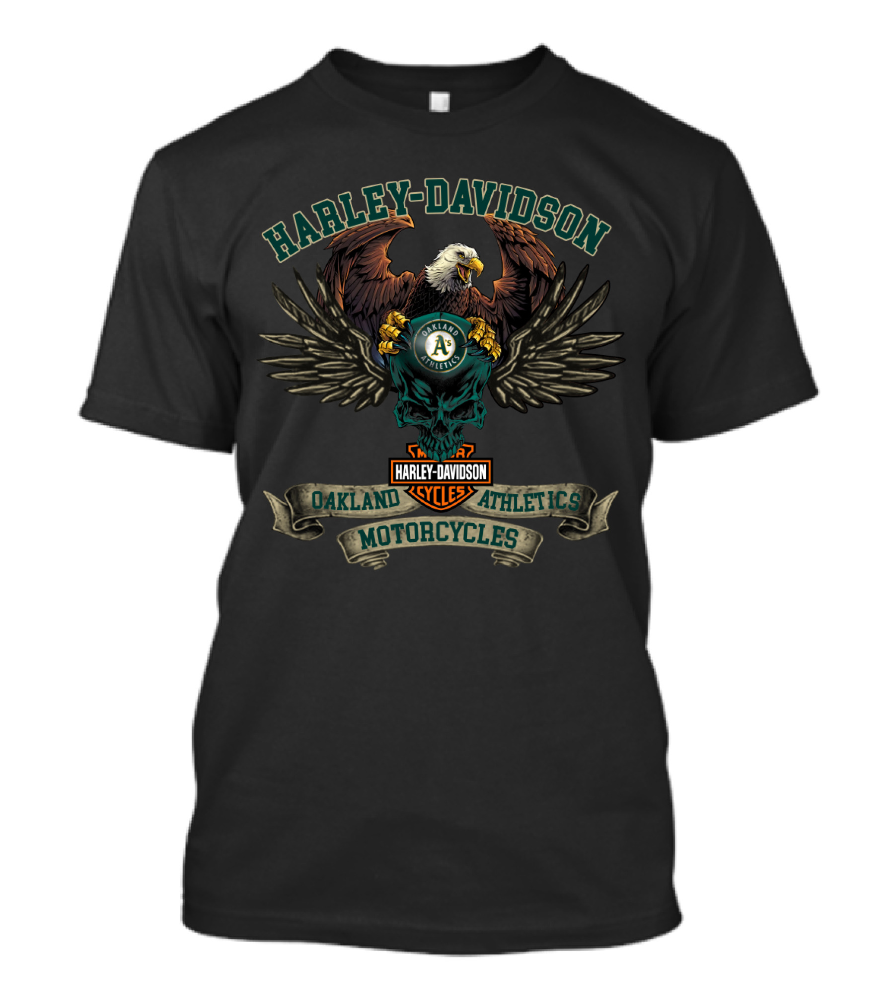 Harley Davidson Oakland Athletics Motorcycles Eagle T-Shirt