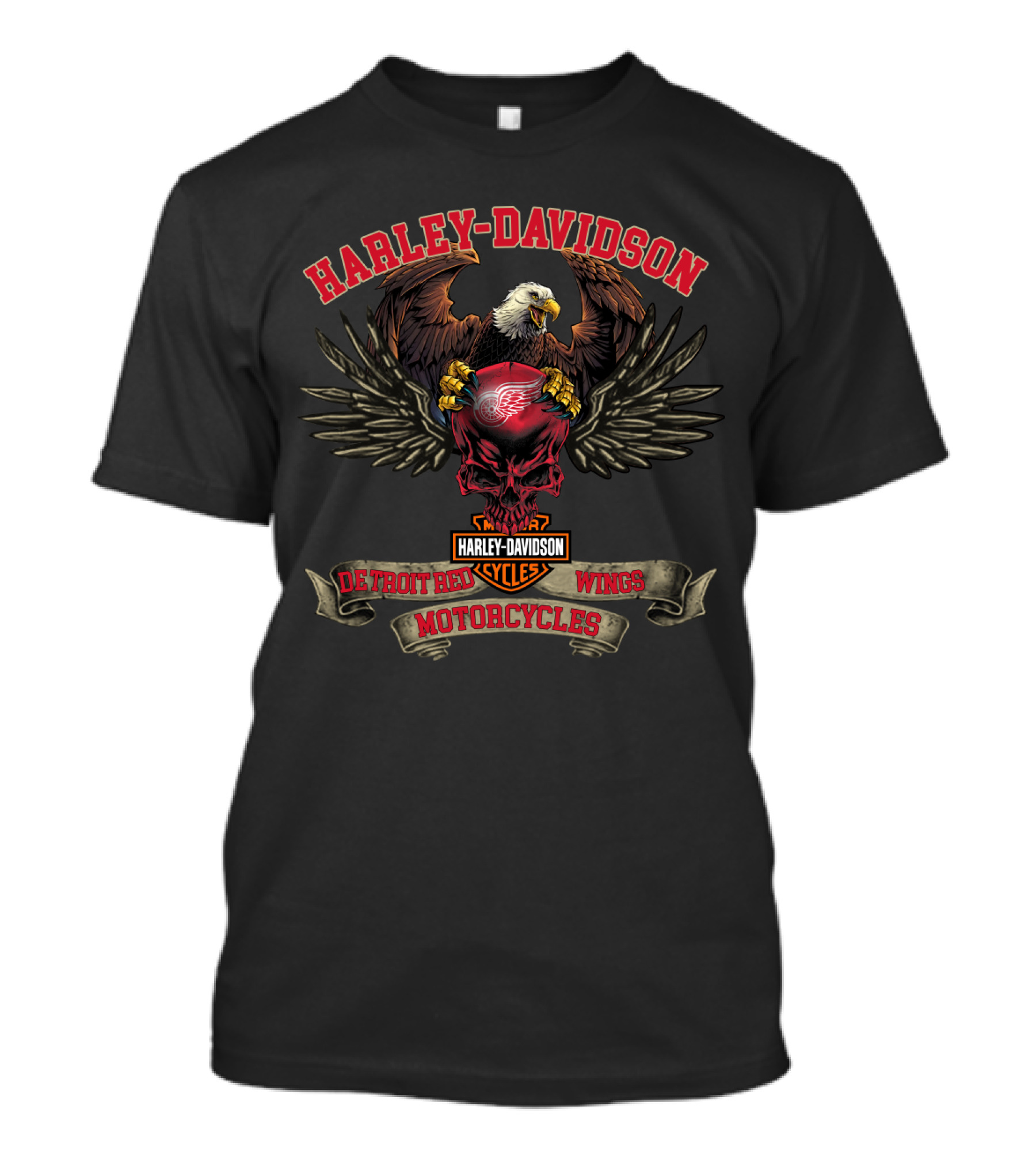 Harley Davidson Detroit Red Wings Motorcycles Eagle T-Shirt