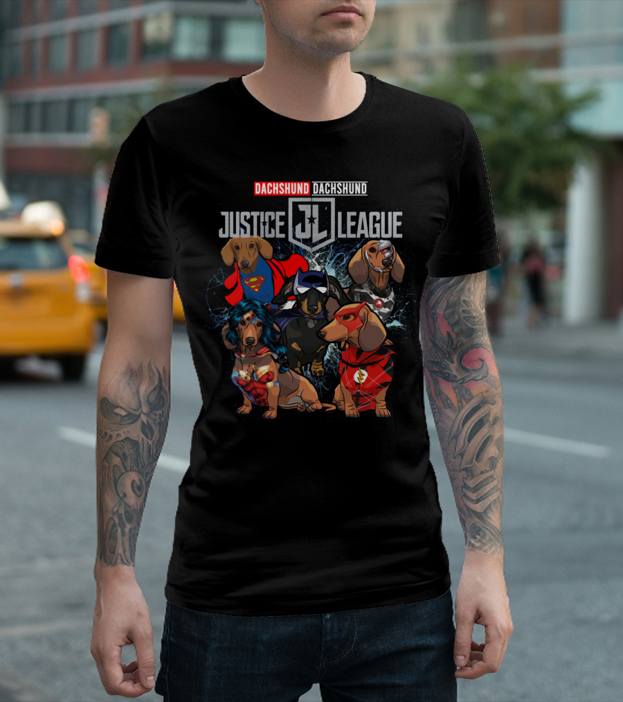 Dachshund Justice League Superheroes DH 55 T-Shirt