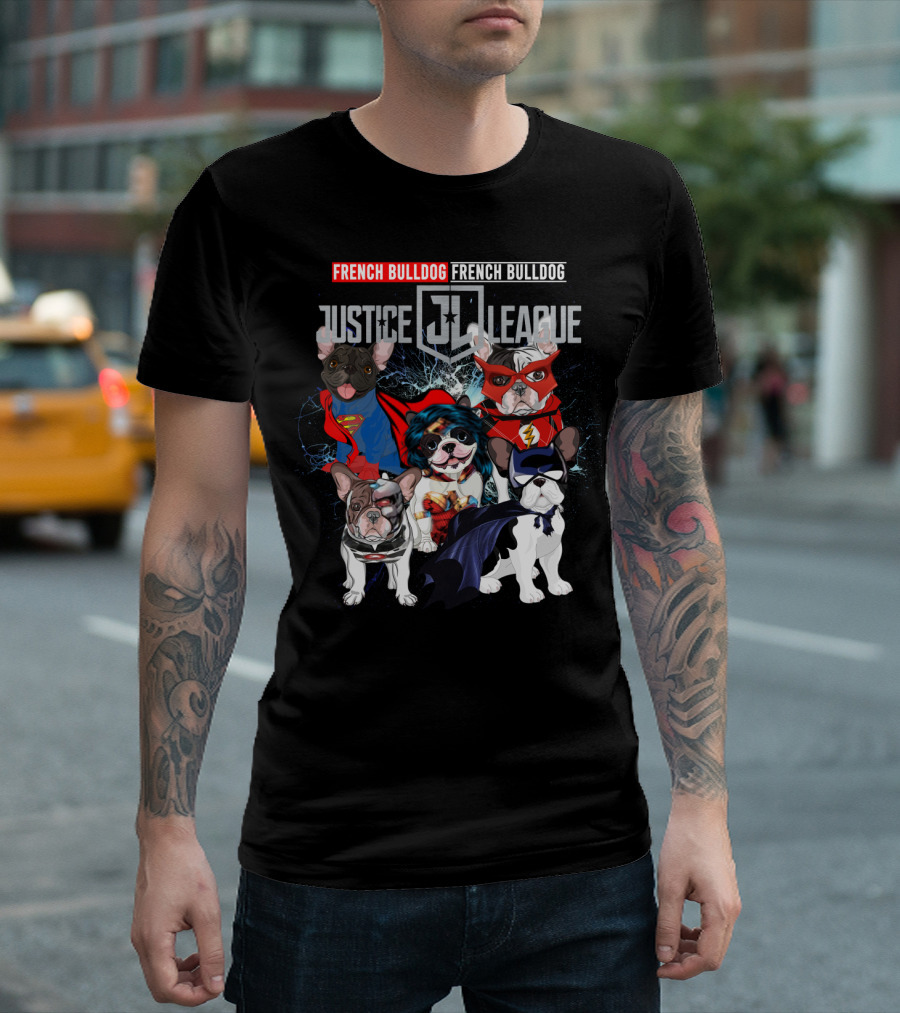 Justice League French Bulldog Superhero Characters DH 55 T-Shirt