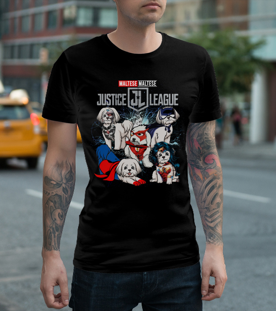 Justice League Maltese Jl Superhero Dogs T-Shirt
