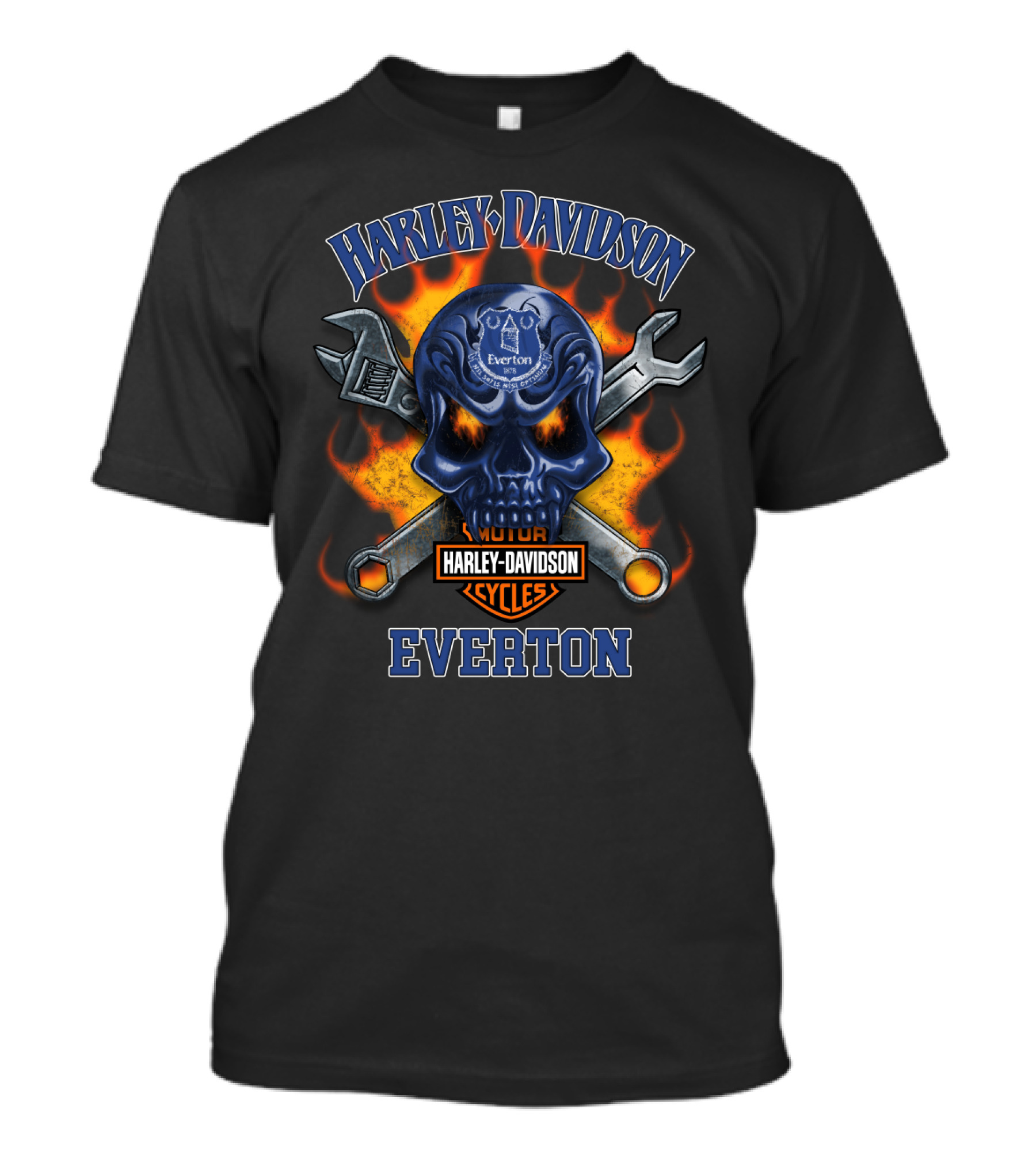 Harley Davidson Everton Skull With Tools And Flames T-Shirt