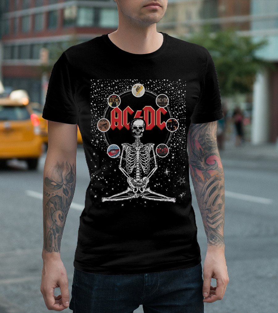 AC/DC Skeleton Circle Album Art Montage T-Shirt