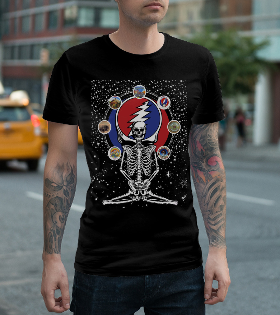 DH 59 Grateful Dead Steal Your Face Skeleton and Cosmic Album T-Shirt