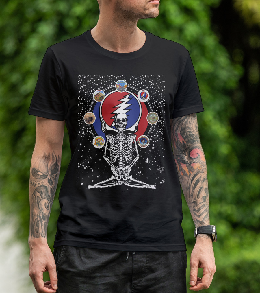 DH 59 Grateful Dead Steal Your Face Skeleton And Cosmic Album T-Shirt