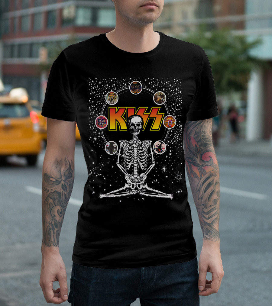 KISS Skeleton Galaxy DH 59 Album Circles T-Shirt