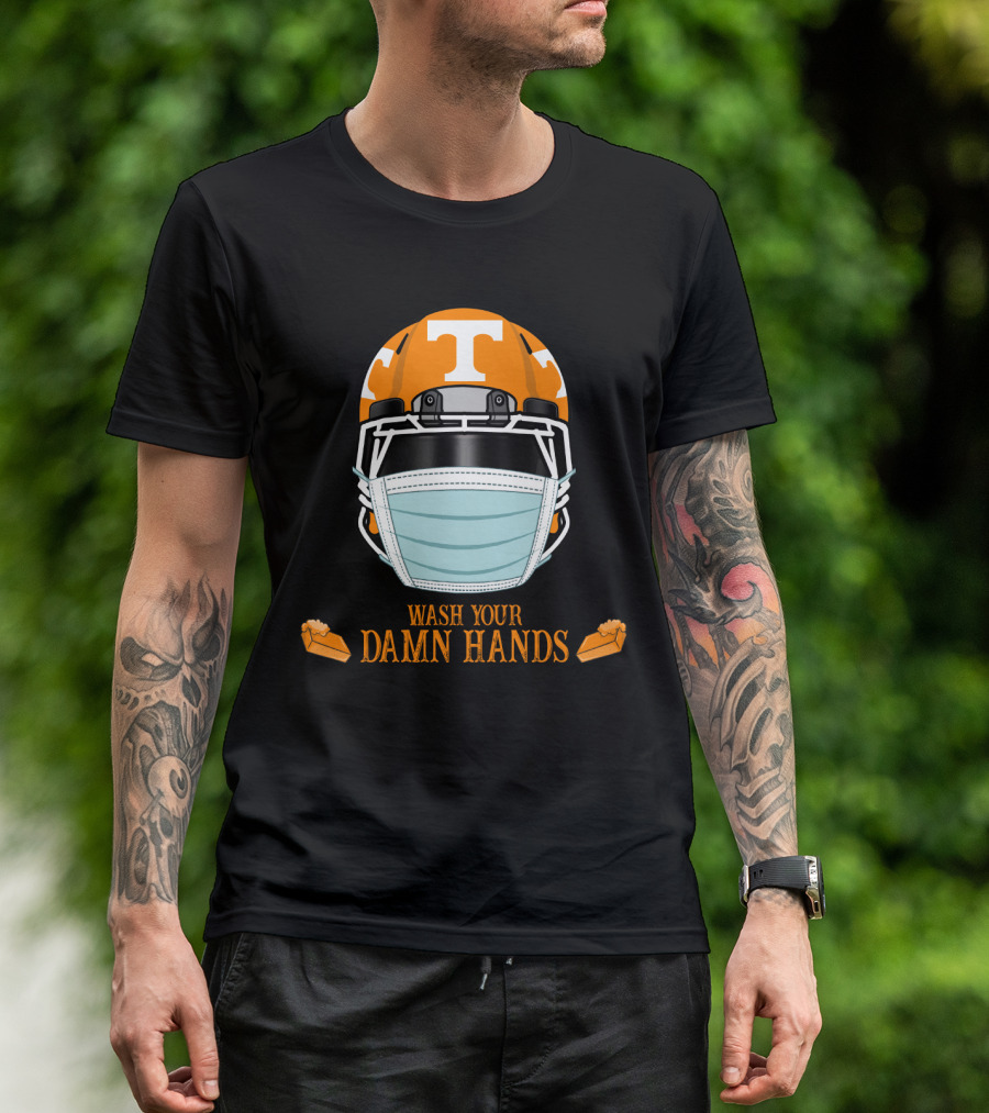 Wash Your Damn Hands Tennessee Volunteers Helmet With Mask T-Shirt