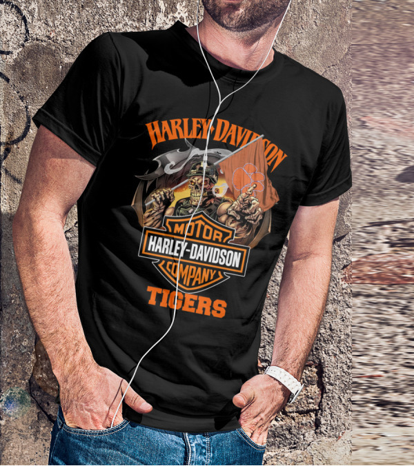 Harley Davidson Motor Company Clemson Tigers Skeleton T-Shirt