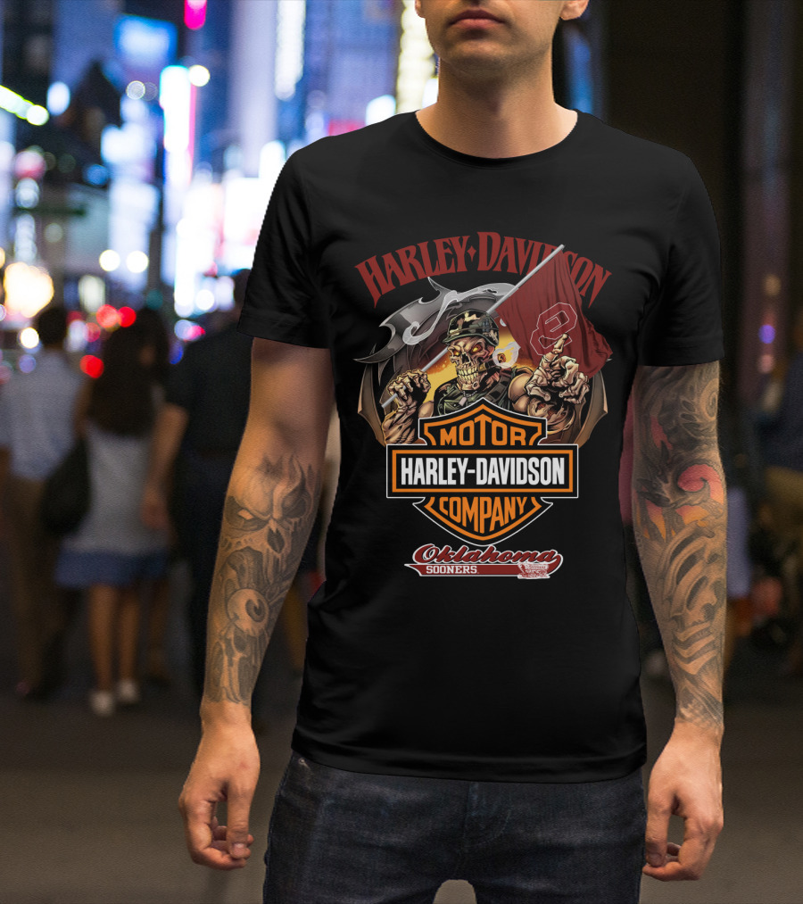 Harley Davidson Motor Company Oklahoma Sooners Skeleton Rider T-Shirt