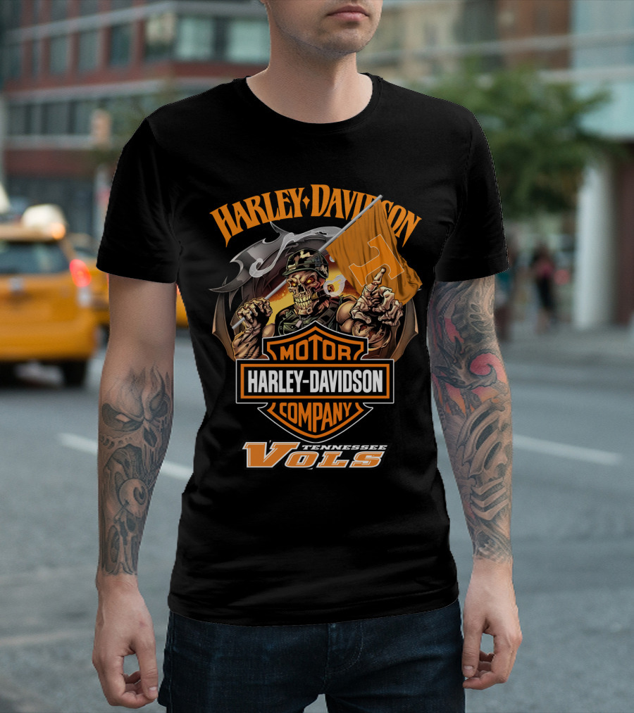 Harley Davidson Tennessee Volunteers Vols Skeleton T-Shirt