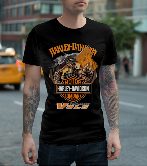 Harley Davidson Tennessee Volunteers Vols Skeleton T-Shirt