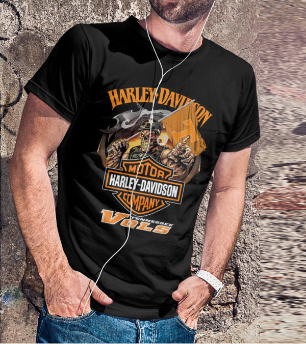 Harley Davidson Tennessee Volunteers Vols Skeleton T-Shirt