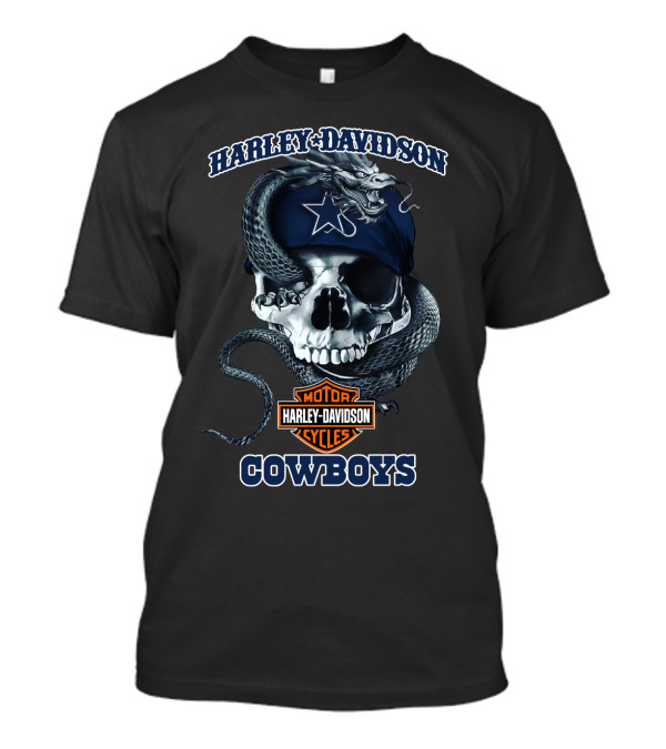 Harley Davidson Motor Cycles Cowboys Skull With Star And Snake T-Shirt