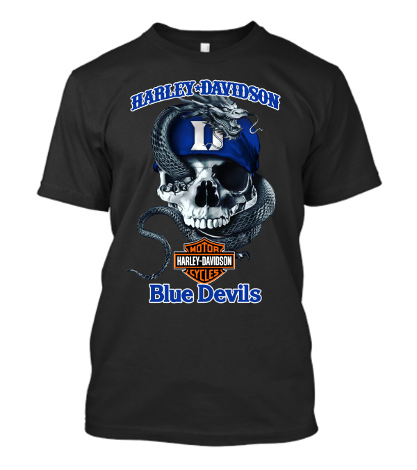 Harley Davidson Blue Devils Skull And Snake Duke University T-Shirt