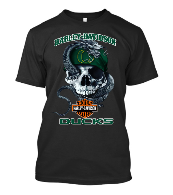 Harley Davidson Motor Cycles Ducks Skull Snake Oregon T-Shirt