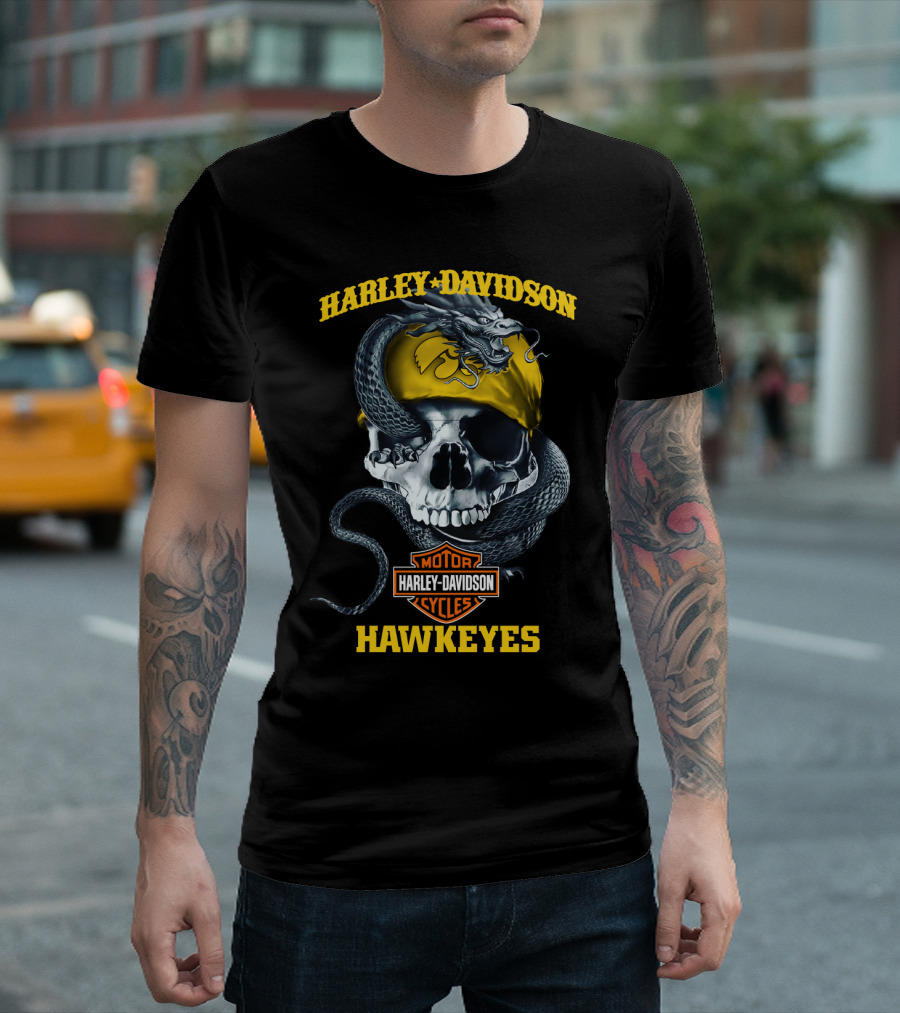 Harley Davidson Iowa Hawkeyes Skull And Snake T-Shirt