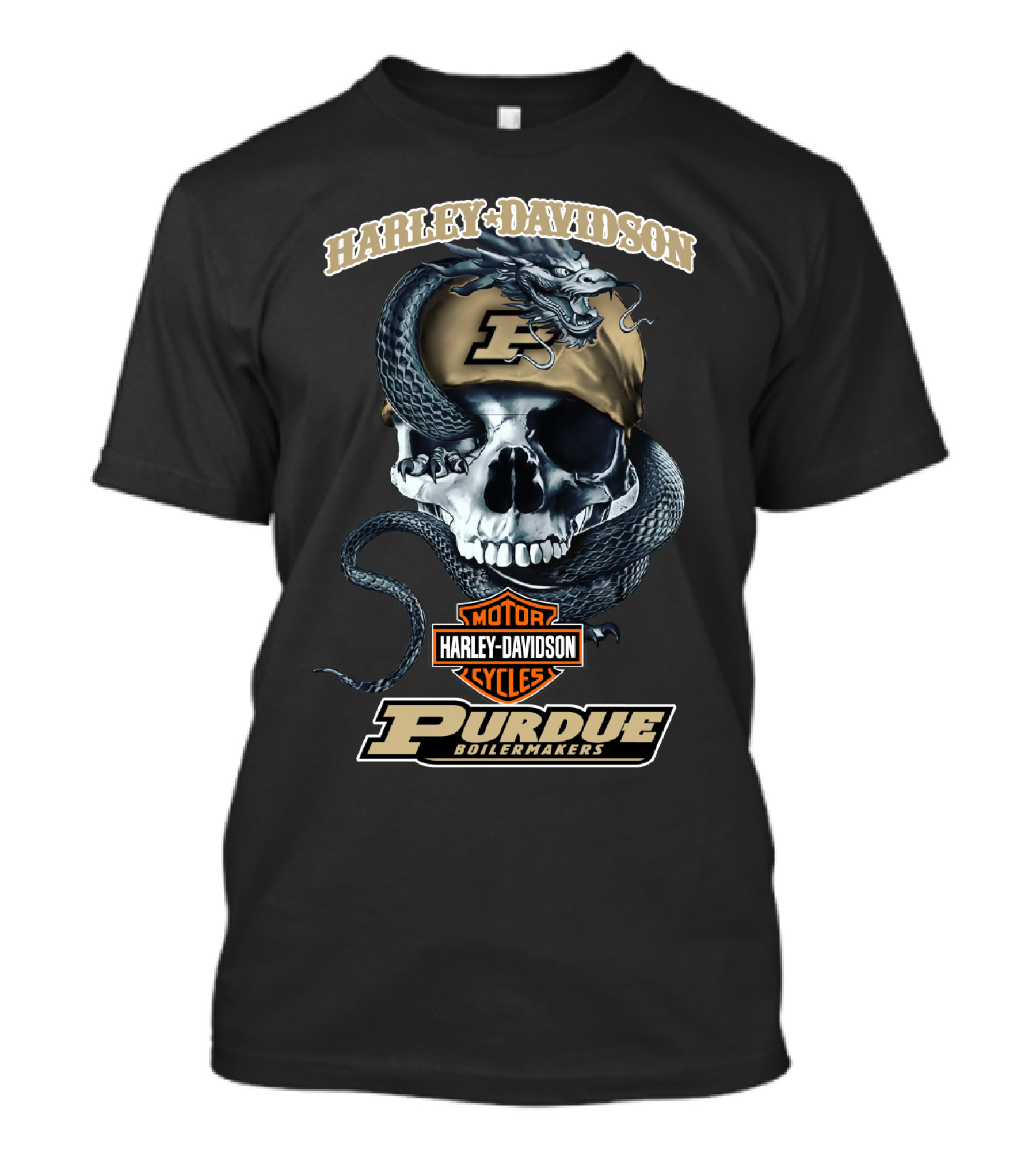 Harley Davidson Purdue Boilermakers Skull And Snake T-Shirt