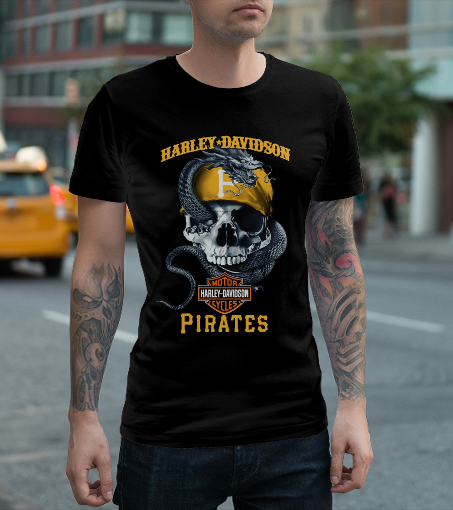 Harley Davidson Pirates Pittsburgh Skull And Snake T-Shirt