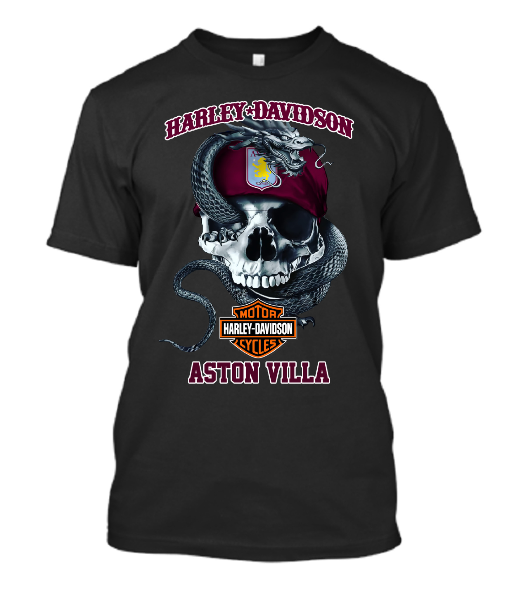 Harley Davidson Aston Villa Skull And Snake T-Shirt