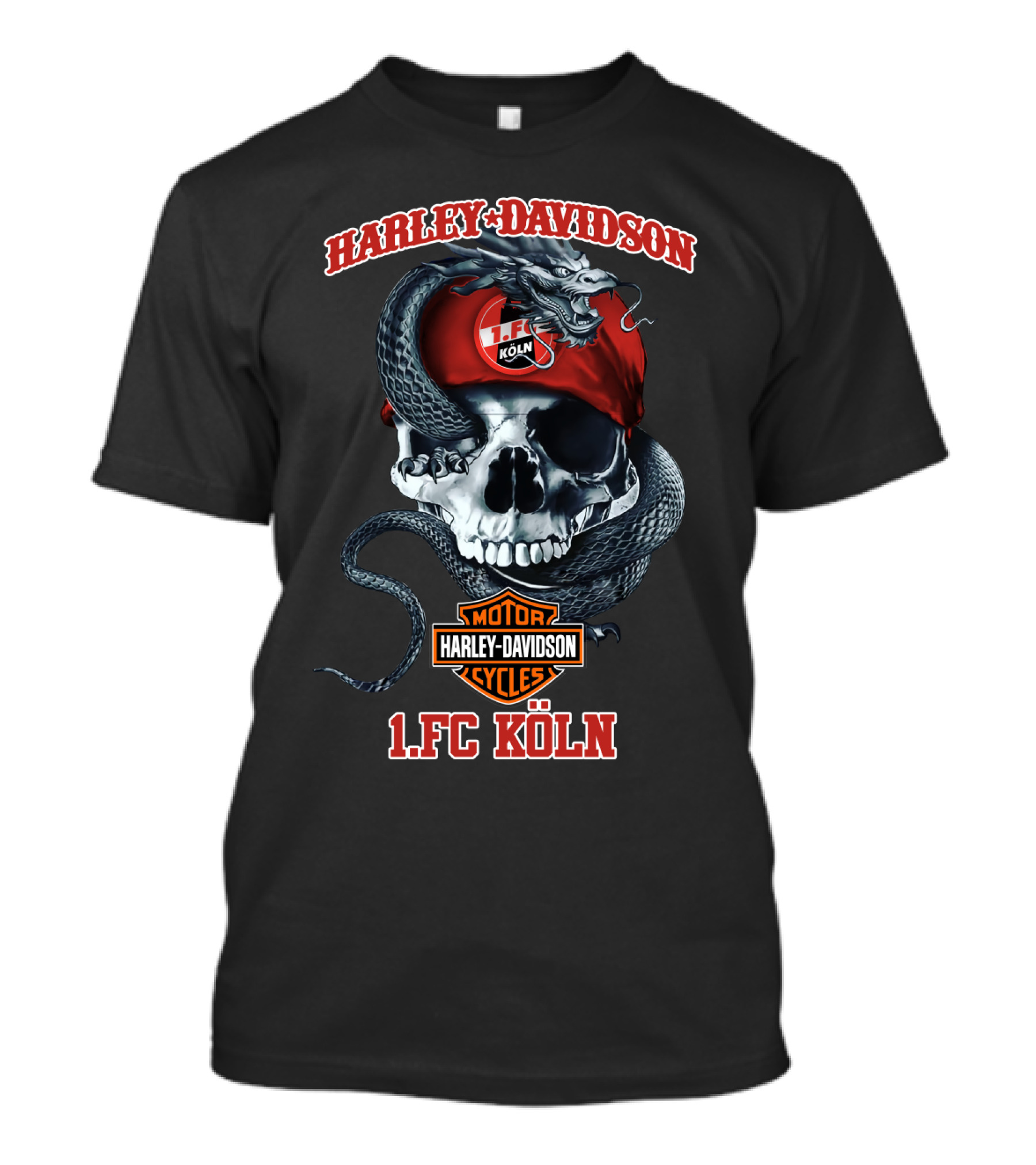 Harley Davidson Motor Cycles 1. Fc Köln Skull Snake T-Shirt