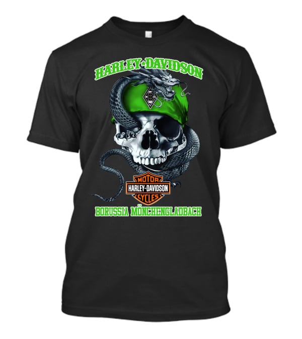 Harley Davidson Borussia Mönchengladbach Motor Cycles Skull Snake T-Shirt