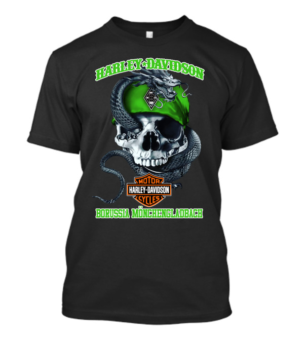 Harley Davidson Borussia Mönchengladbach Motor Cycles Skull Snake T-Shirt