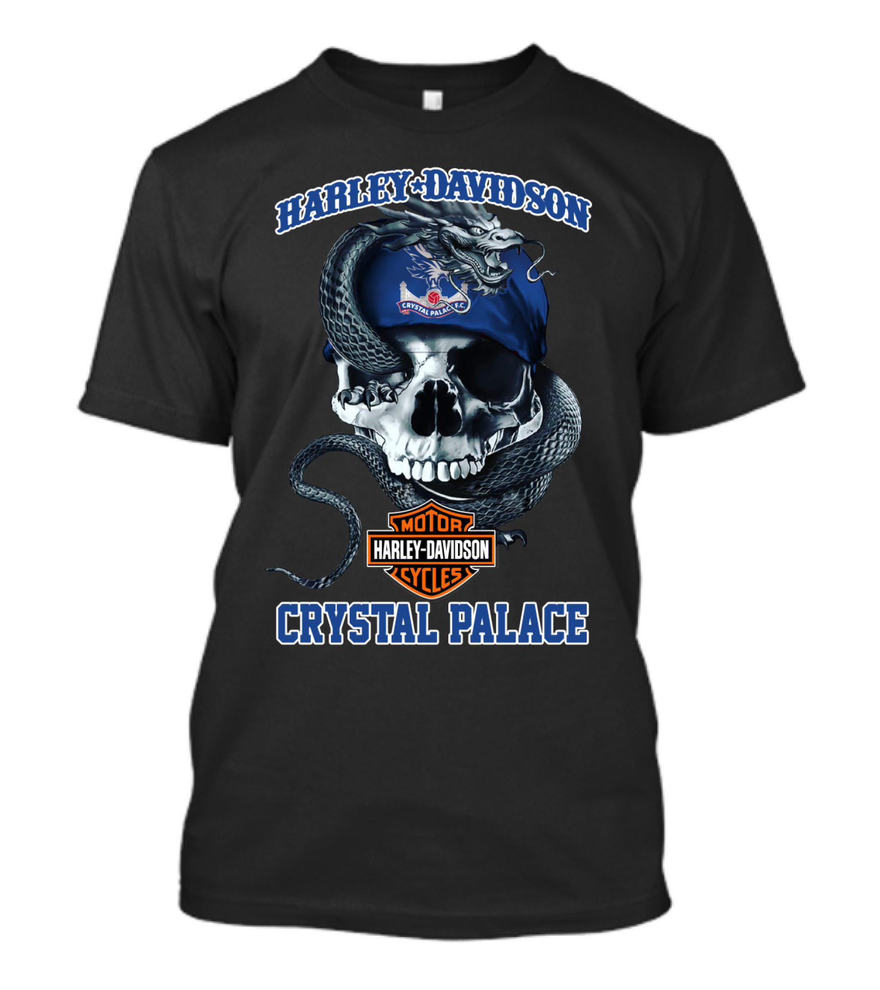 Harley Davidson Crystal Palace Motorcycles Skull Snake T-Shirt