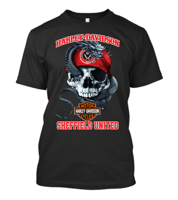 Harley Davidson Motor Cycles Skull Snake Sheffield United T-Shirt